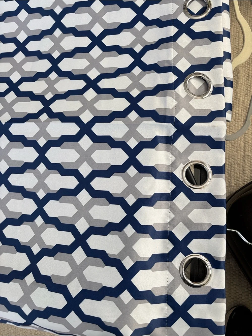 Navy Geometric Grommet Curtain Panel - set of two - more available